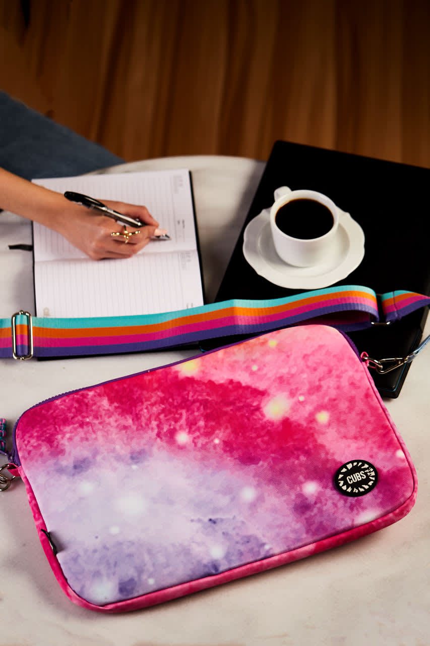 Pink Galaxy Laptop Bag with strap 13 Inch