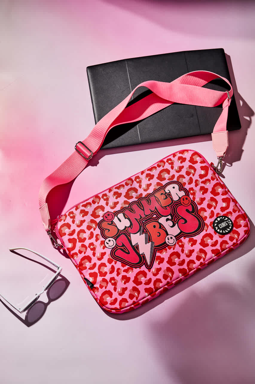 Summer Vibes Leopard Laptop Bag With Strap 15 Inch