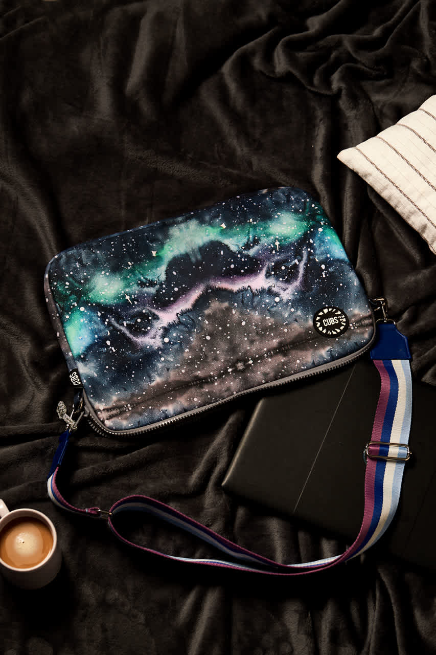 Grey Galaxy Laptop Bag With Strap 13 Inch