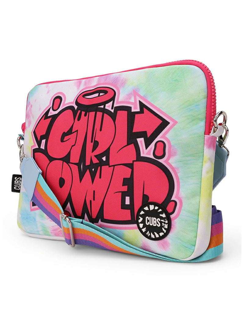 Girl Power Graffiti Tie Dye Laptop Bag with strap 13 Inch