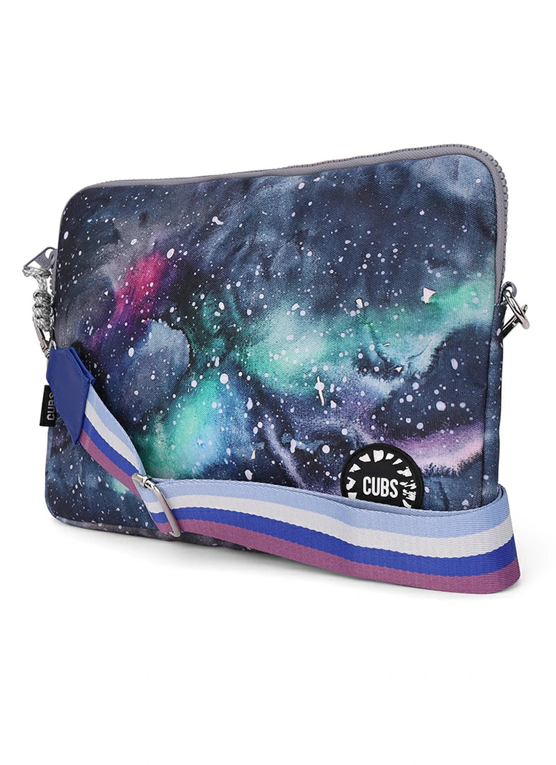 Grey Galaxy Laptop Bag With Strap 13 Inch