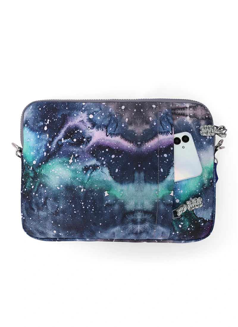 Grey Galaxy Laptop Bag With Strap 15 Inch