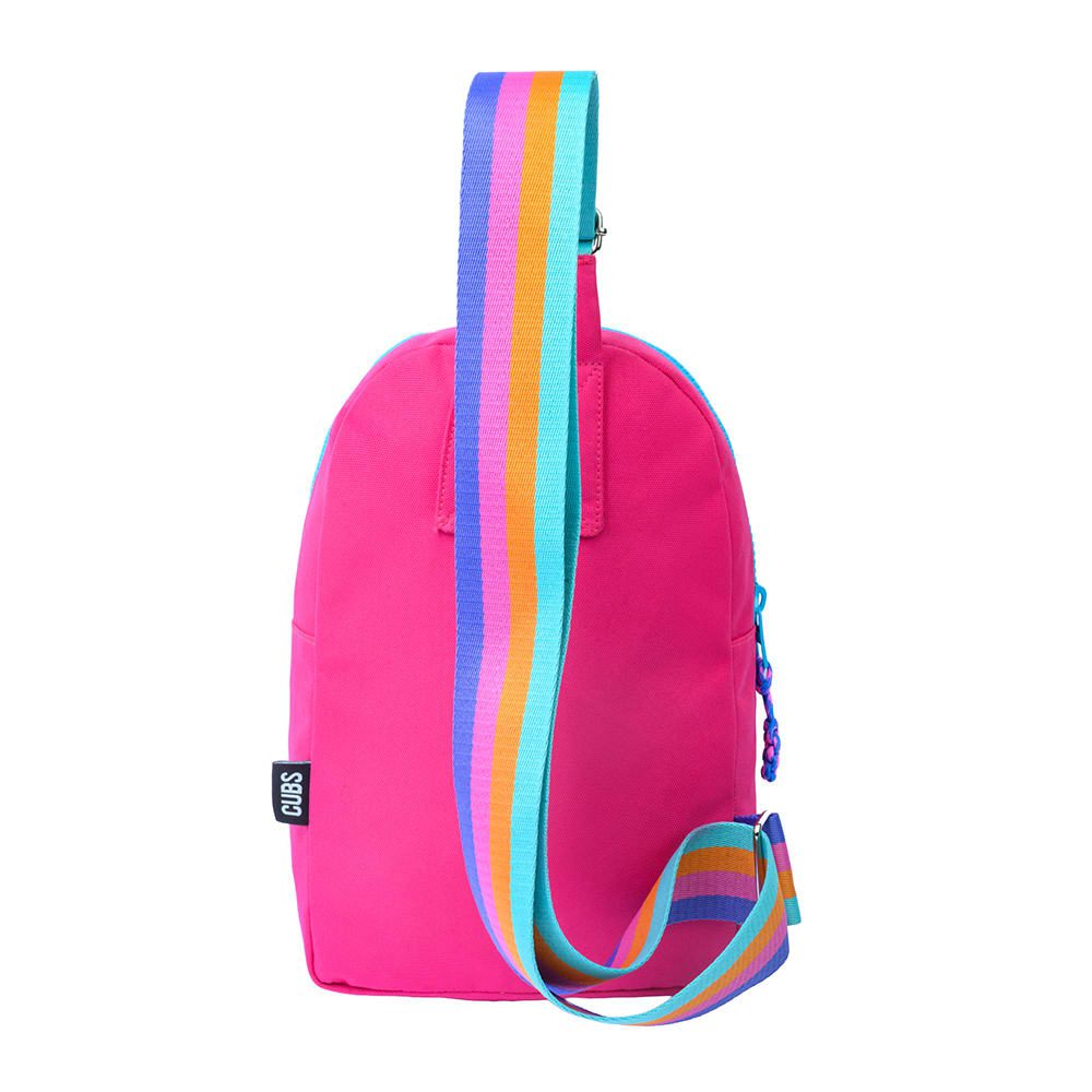 Fuchia/Baby Blue Sling Bag Front Pocket