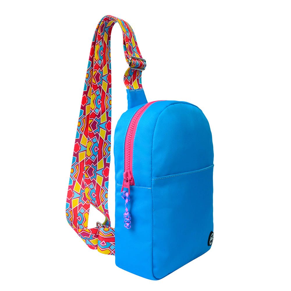 Blue/Fuchia Sling Bag Front Pocket