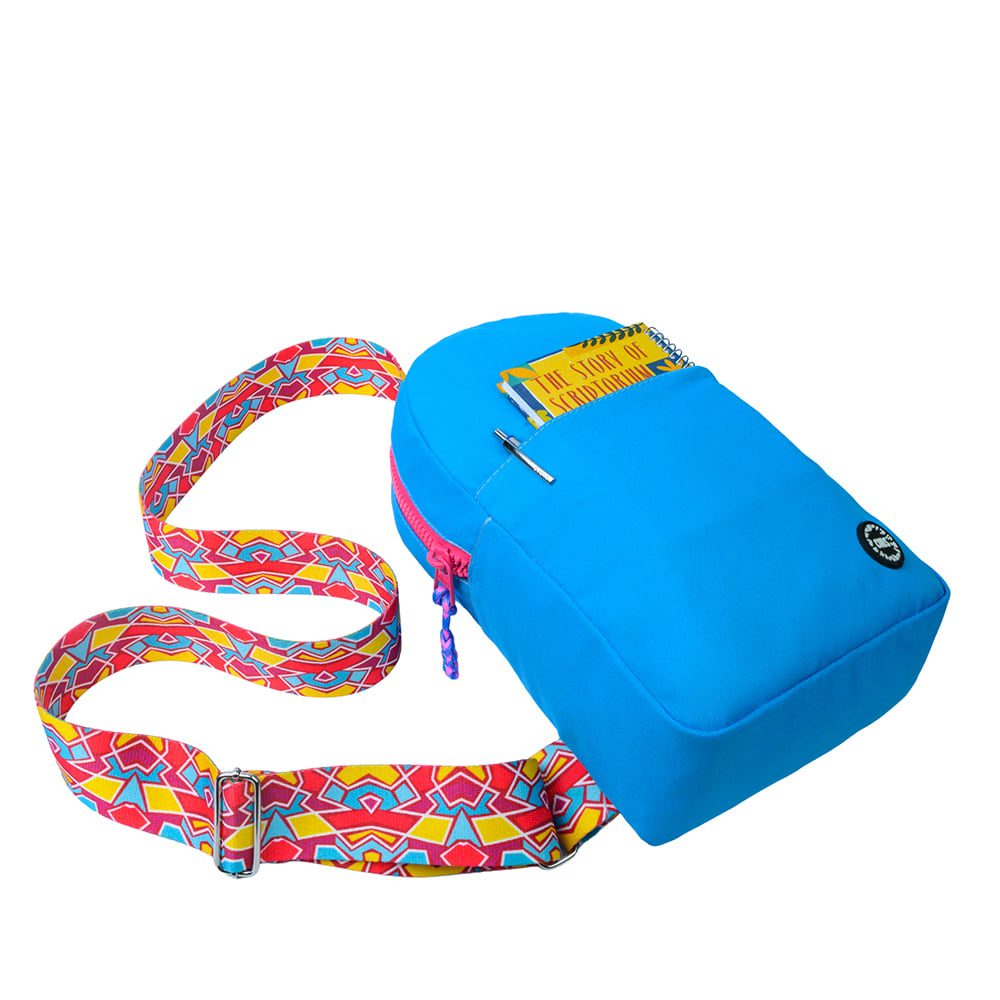 Blue/Fuchia Sling Bag Front Pocket