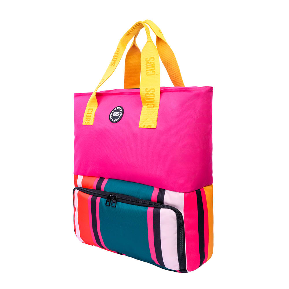 Fushia Stripes Cooler Tote