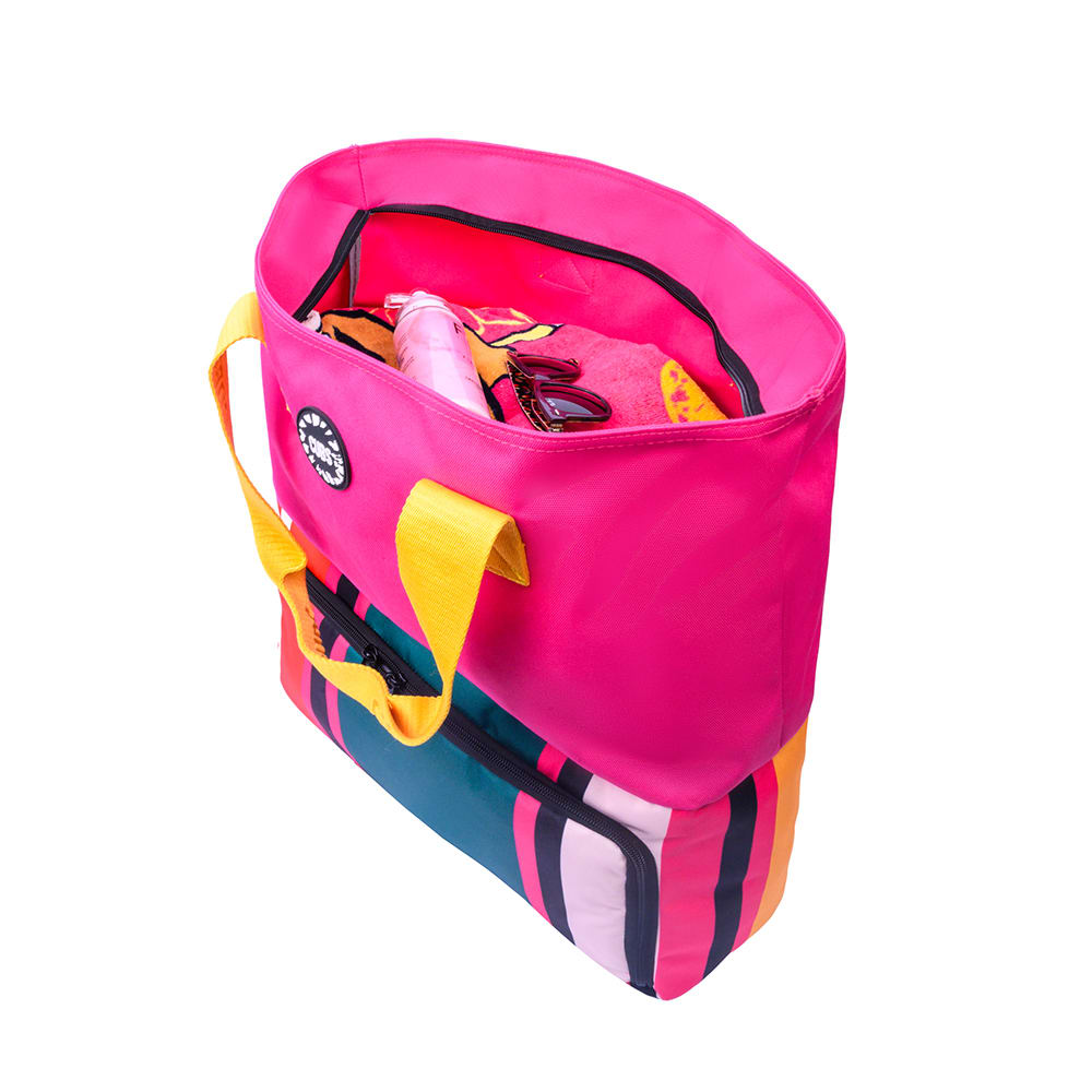 Fushia Stripes Cooler Tote