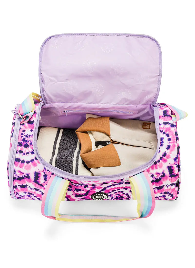 Very Lilac Tie Dye Duffel Bag one Side Pocket