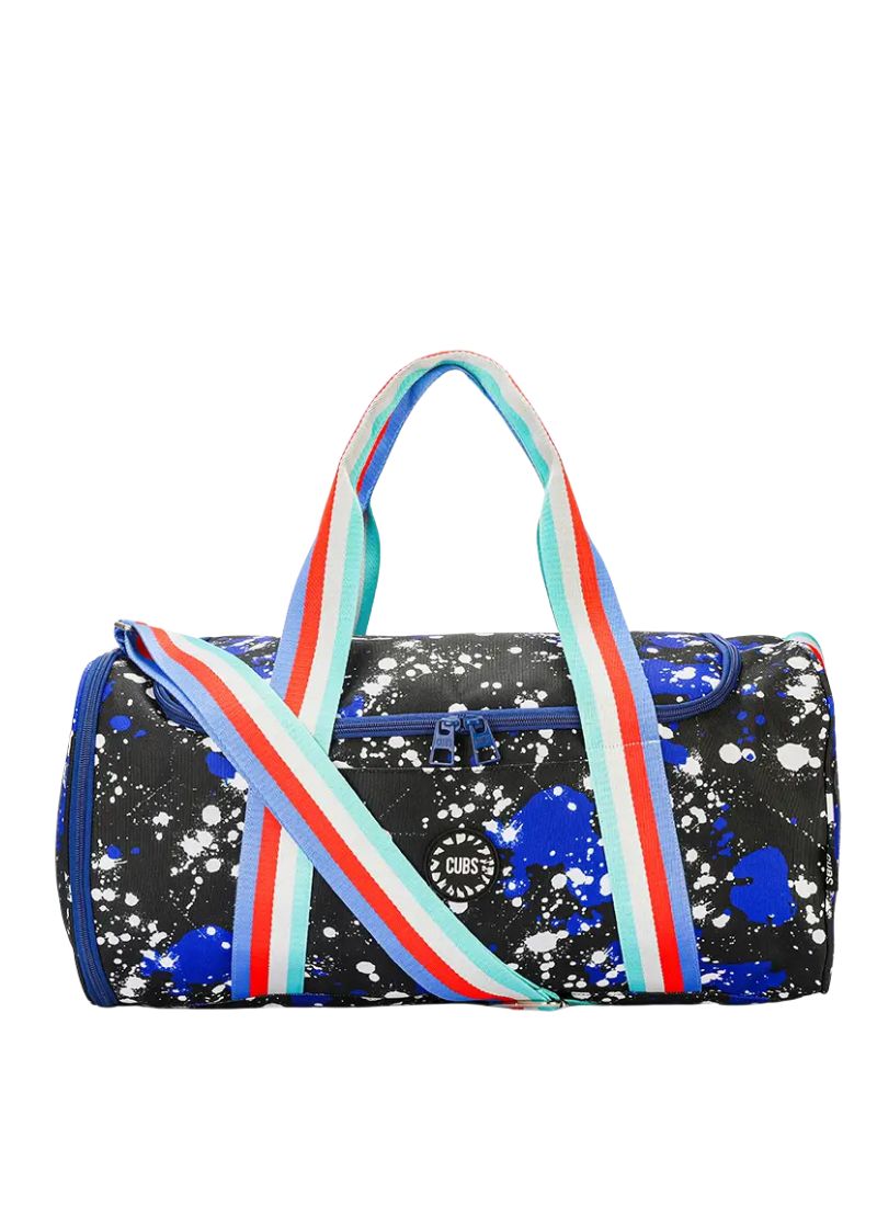 Blue Black Splashing Paint Duffel Bag one Side Pocket
