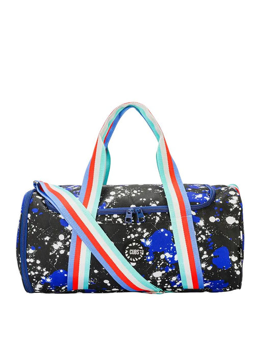 Blue Black Splashing Paint Duffel Bag one Side Pocket