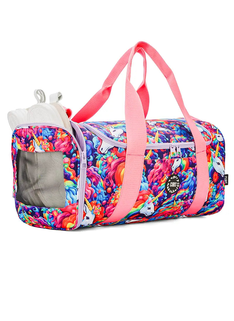 Rainbow Hair Unicorn Duffel Bag one Side Pocket