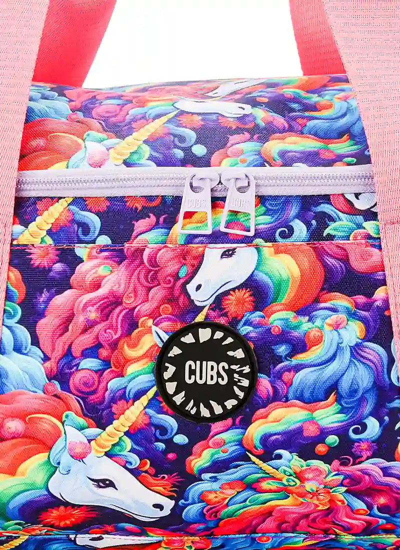 Rainbow Hair Unicorn Duffel Bag one Side Pocket