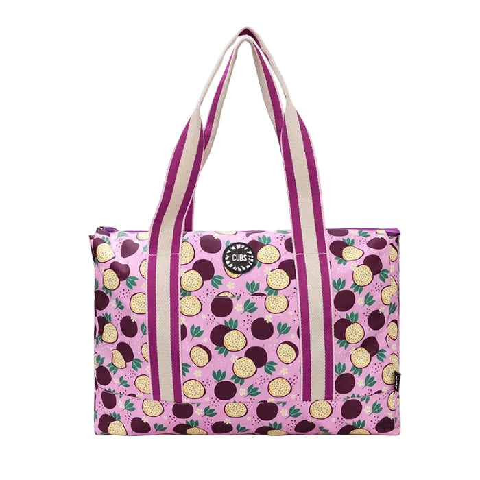 Passion Fruits And Purple Tie Dye Double Face Tote Bag