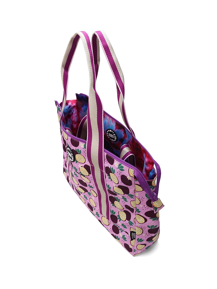 Passion Fruits And Purple Tie Dye Double Face Tote Bag