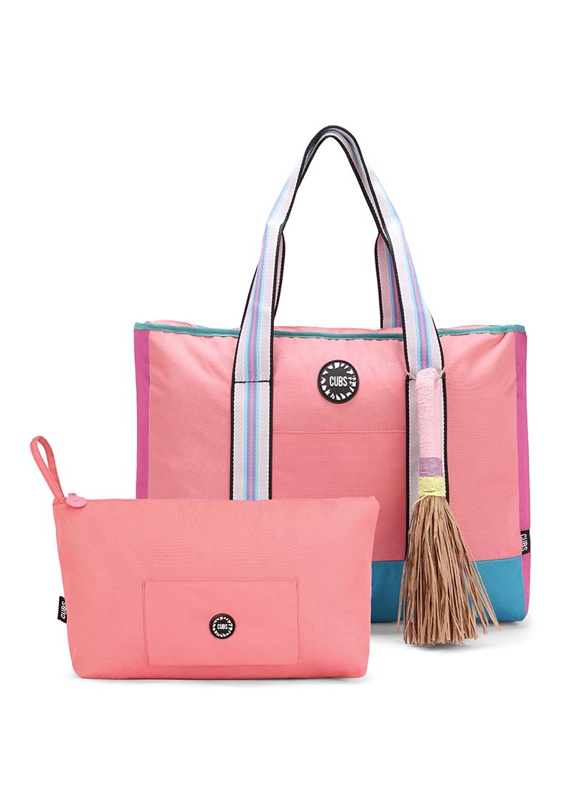 Pink & Turquiose single Face Tote Bag