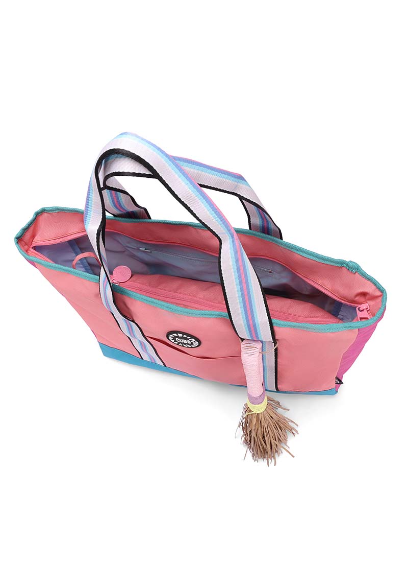 Pink & Turquiose single Face Tote Bag