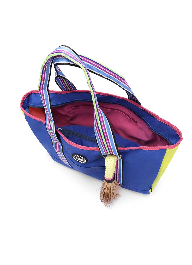 Navy & Fuschia single Face Tote Bag