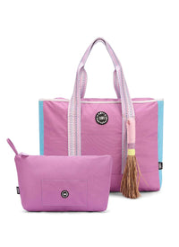 Purple & White Single Tote Bag