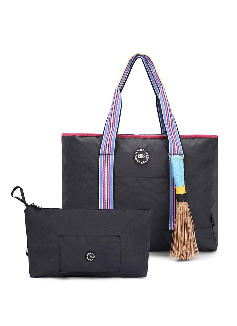 Black & Fuschia single Face Tote Bag
