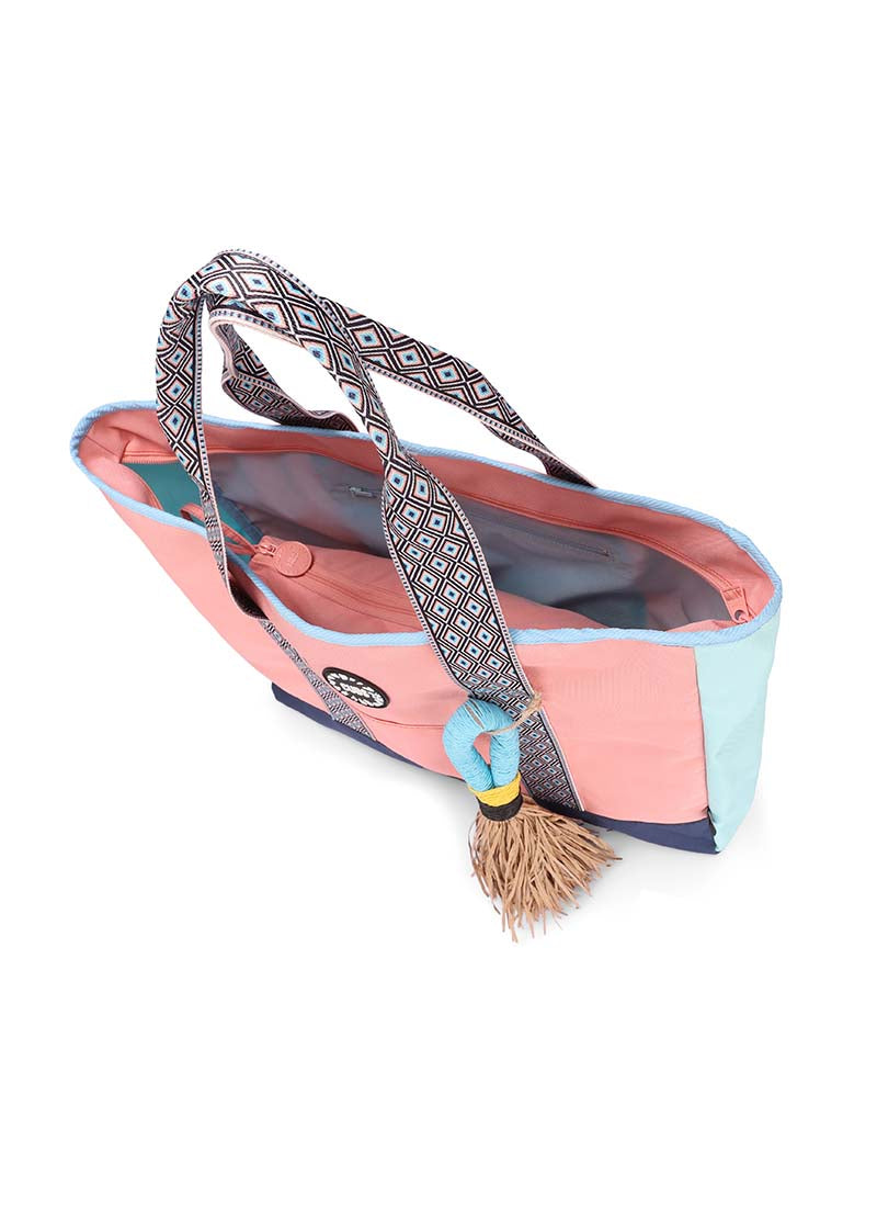 Peach & Mint Green single Face Tote Bag