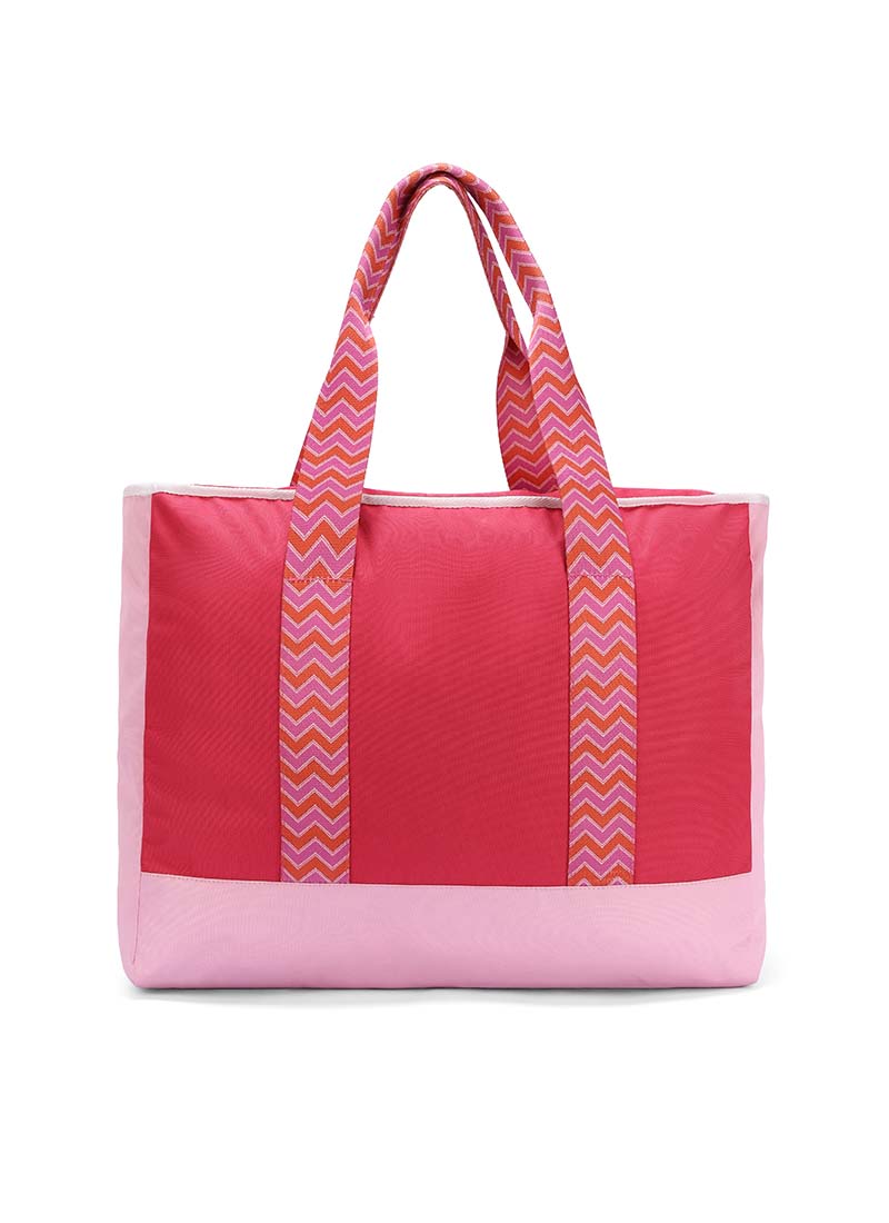 Fuschia & White single Face Tote Bag