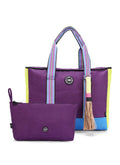 Dark Purple & Pistachio single Face Tote Bag