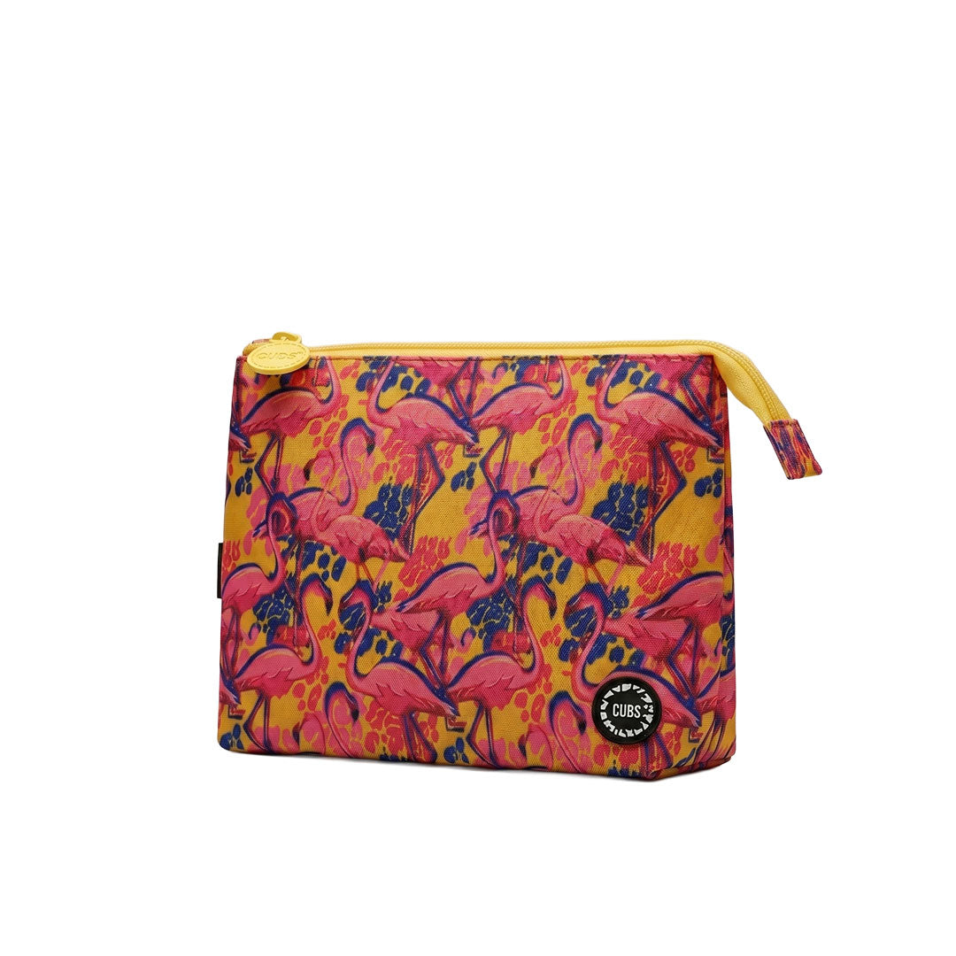 Mustard Flamingos Medium Pouch