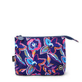 Navy Flowers Medium Pouch