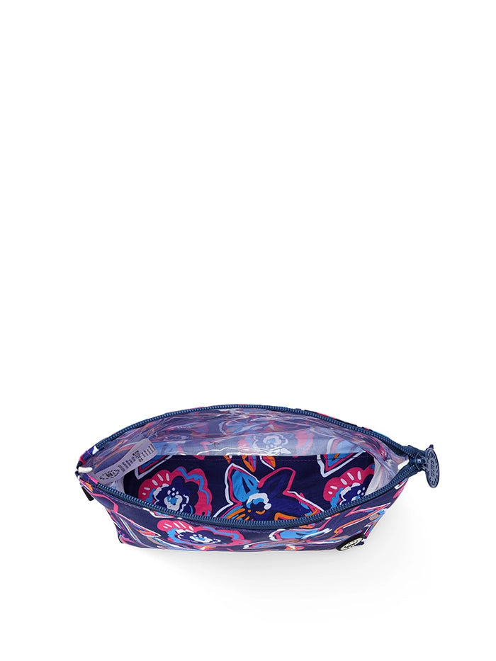 Navy Flowers Medium Pouch