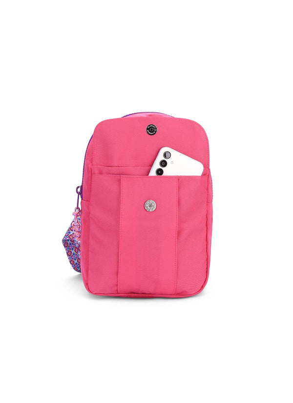 Shocking Pink Sling Locked Pocket Crossbody Bag
