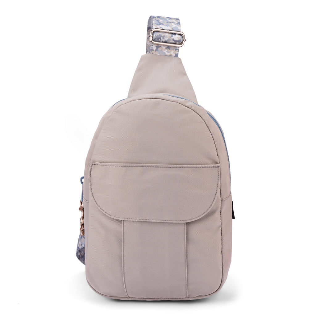Ashy Grey Sling Locked Pocket Crossbody Bag