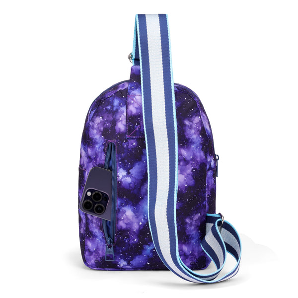 Mid-Night Galaxy Sling Front Zipper Crossbody Bag