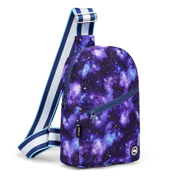 Mid-Night Galaxy Sling Front Zipper Crossbody Bag