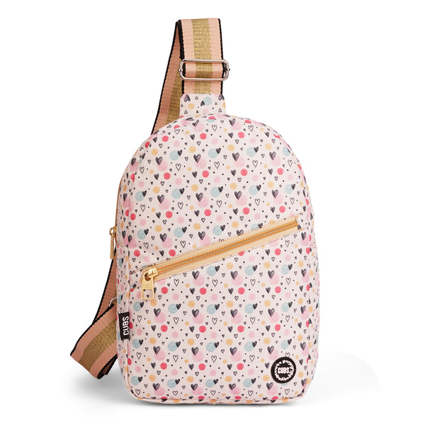 Hearts & Circles Sling Front Zipper Crossbody Bag