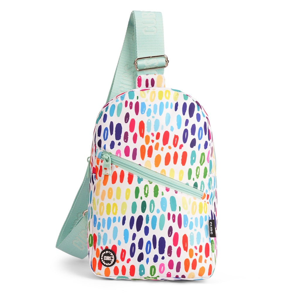 Multi-Color Drops Sling Front Zipper Crossbody Bag