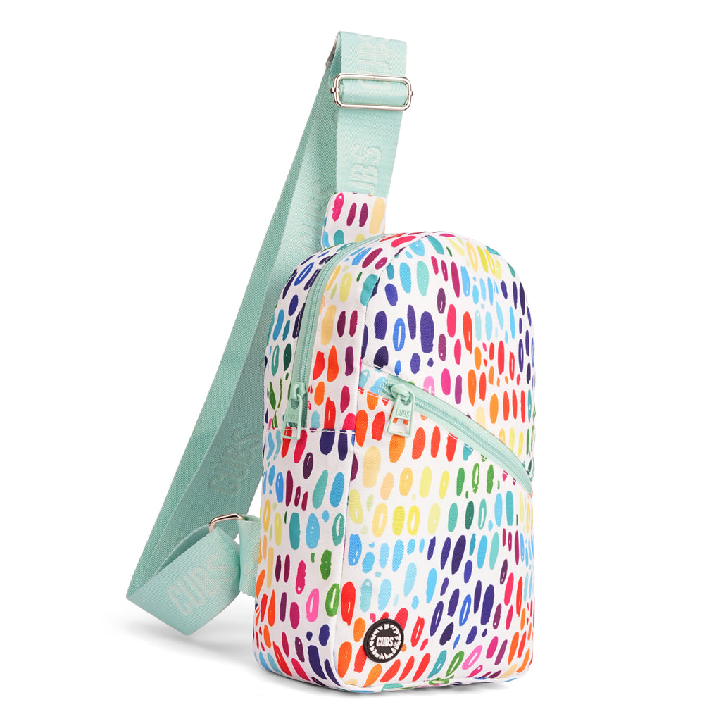 Multi-Color Drops Sling Front Zipper Crossbody Bag