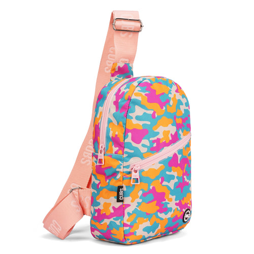 Camo Girl Sling Front Zipper Crossbody Bag