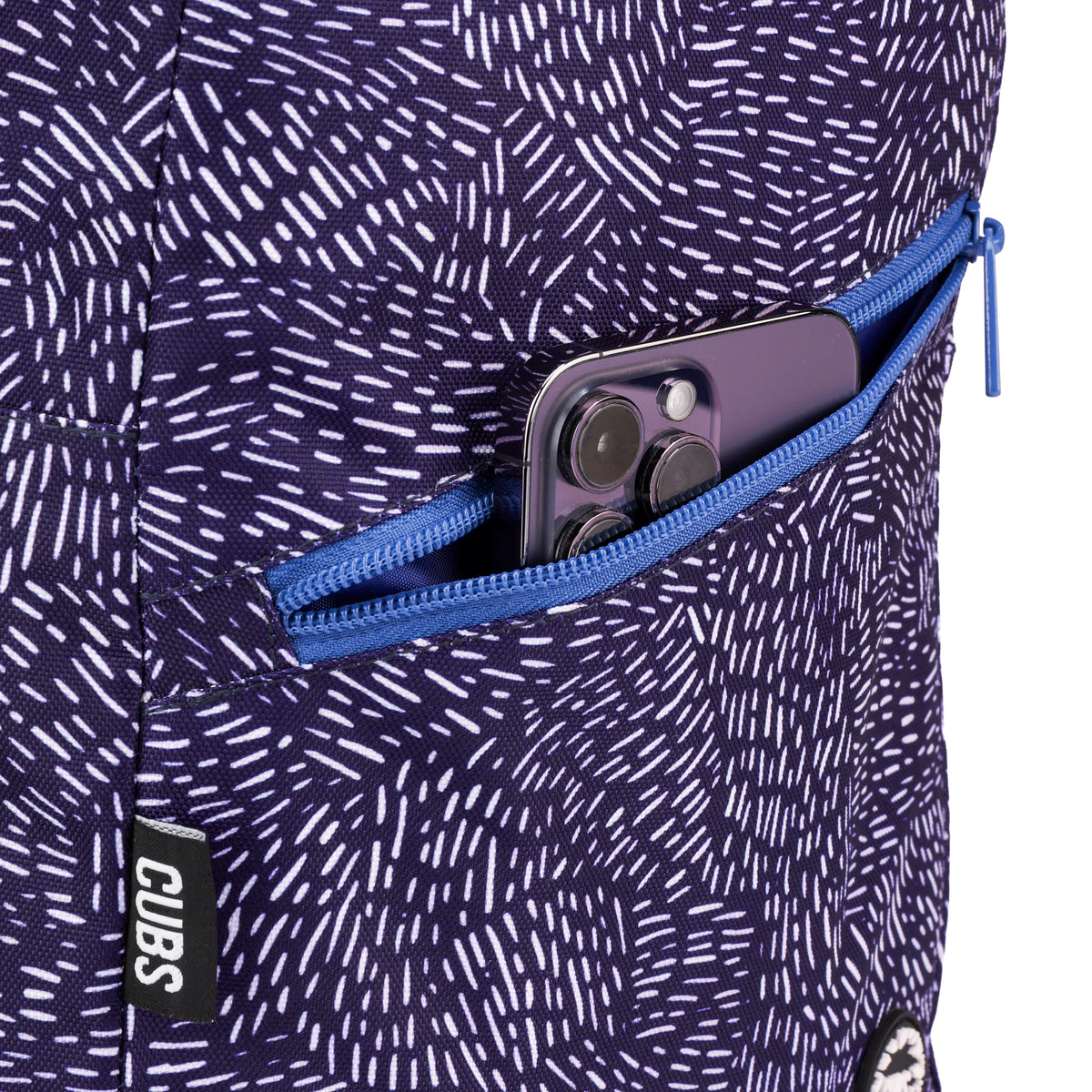 White In Blue Sling Front Zipper Crossbody Bag
