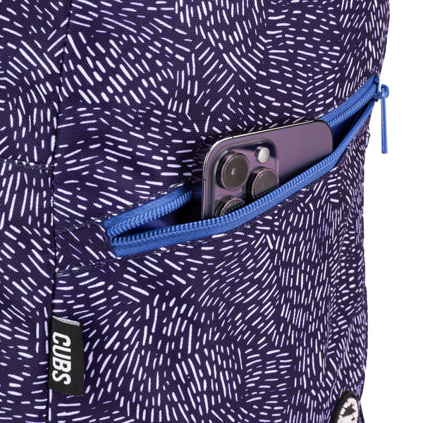 White In Blue Sling Front Zipper Crossbody Bag