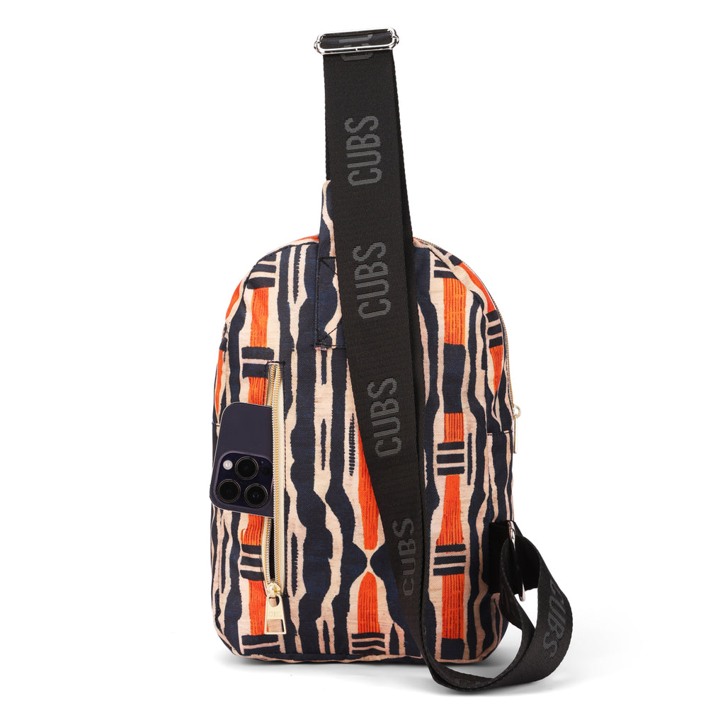 Black & Orange Sling Front Zipper Crossbody Bag