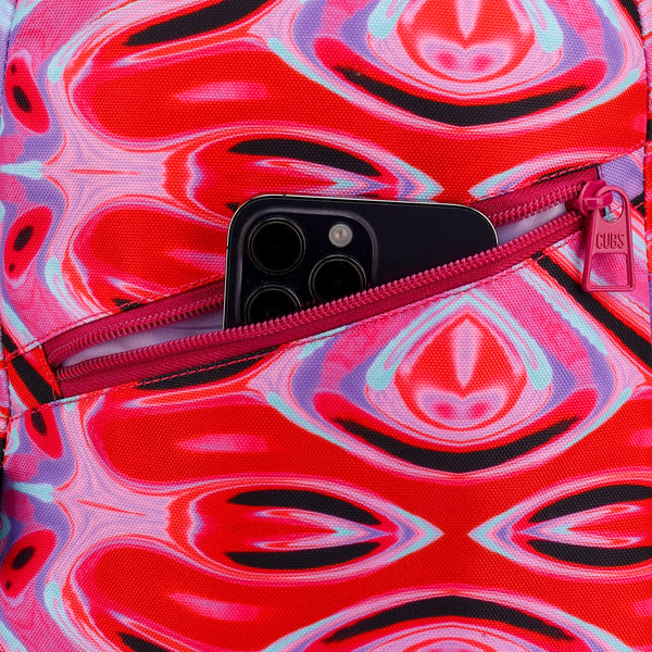 Orange Psychedelic Sling Front Zipper Crossbody Bag