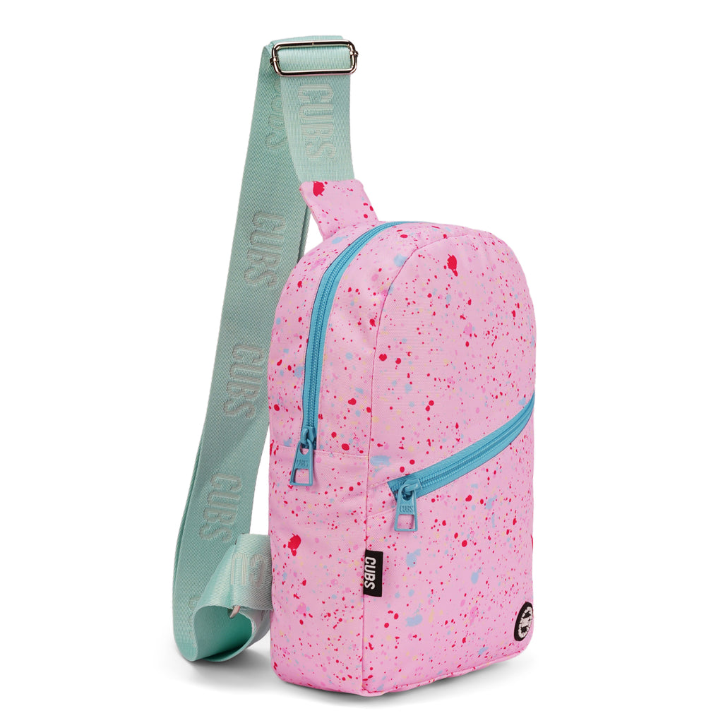 Pink Splashes Sling Front Zipper Crossbody Bag