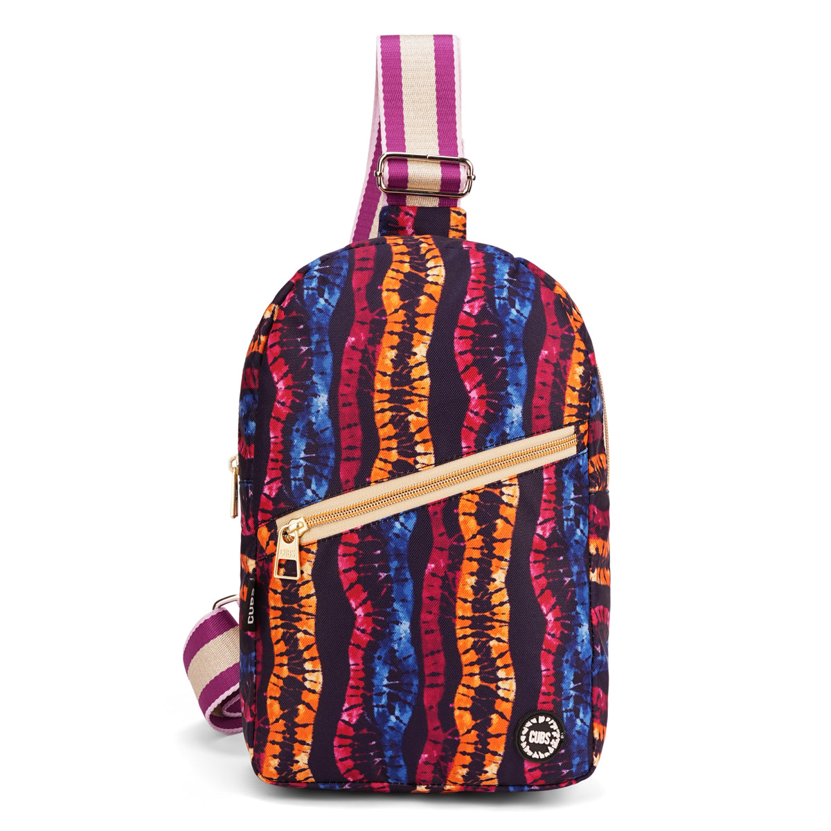 Multi-Color ZigZags Sling Front Zipper Crossbody Bag