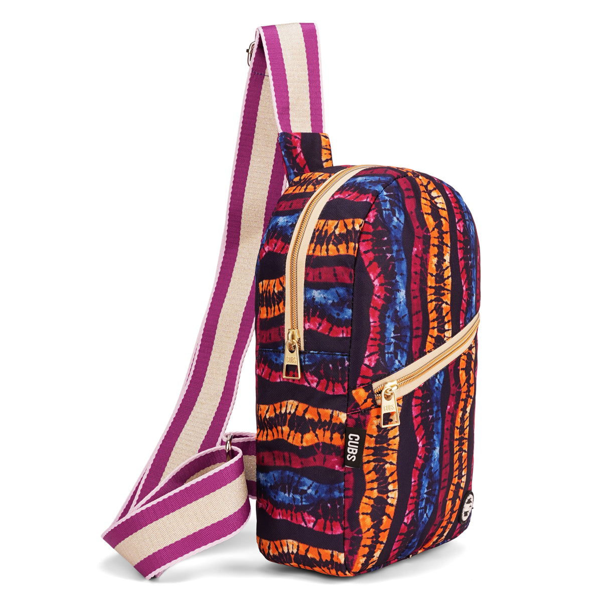 Multi-Color ZigZags Sling Front Zipper Crossbody Bag