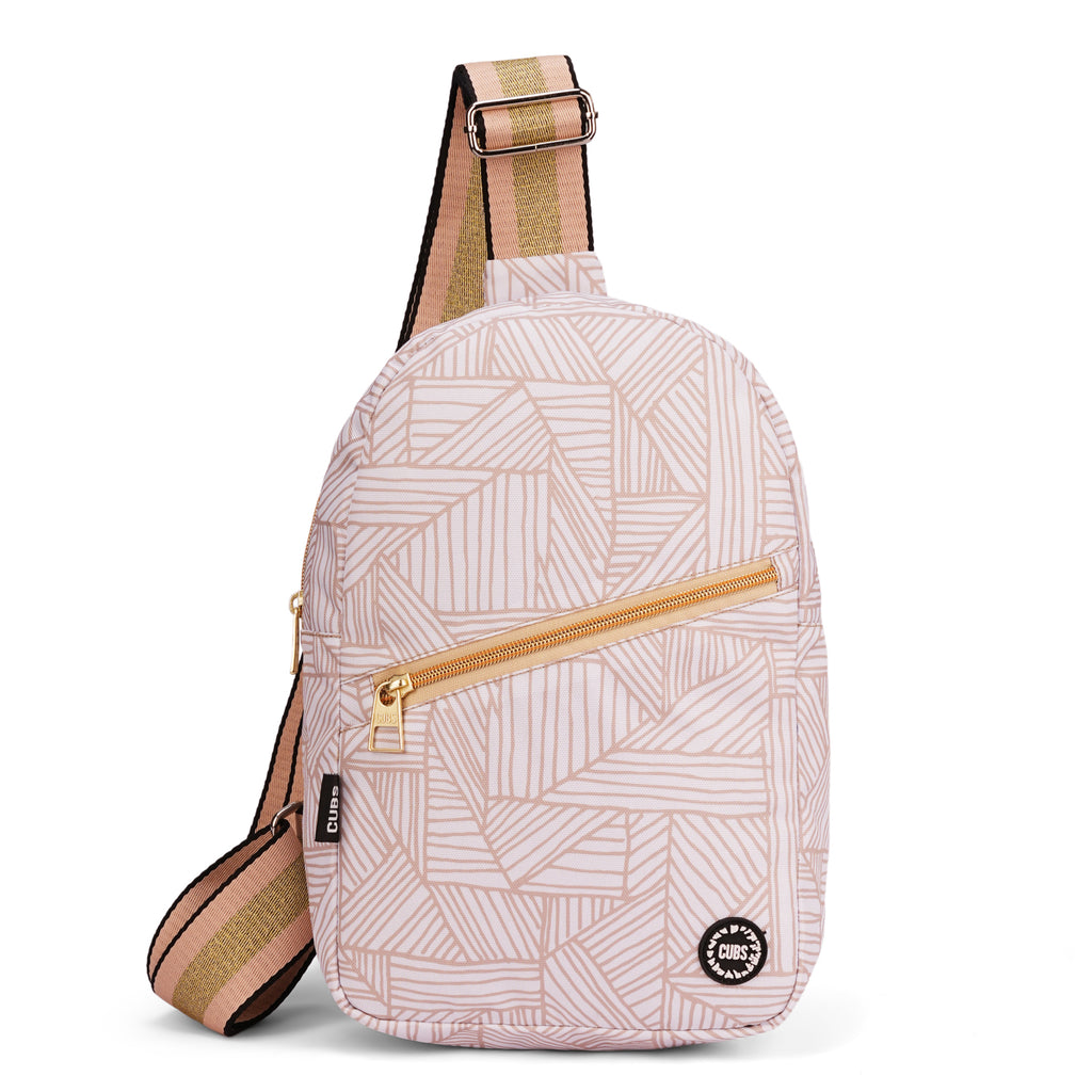 Gloden Lines Sling Front Zipper Crossbody Bag