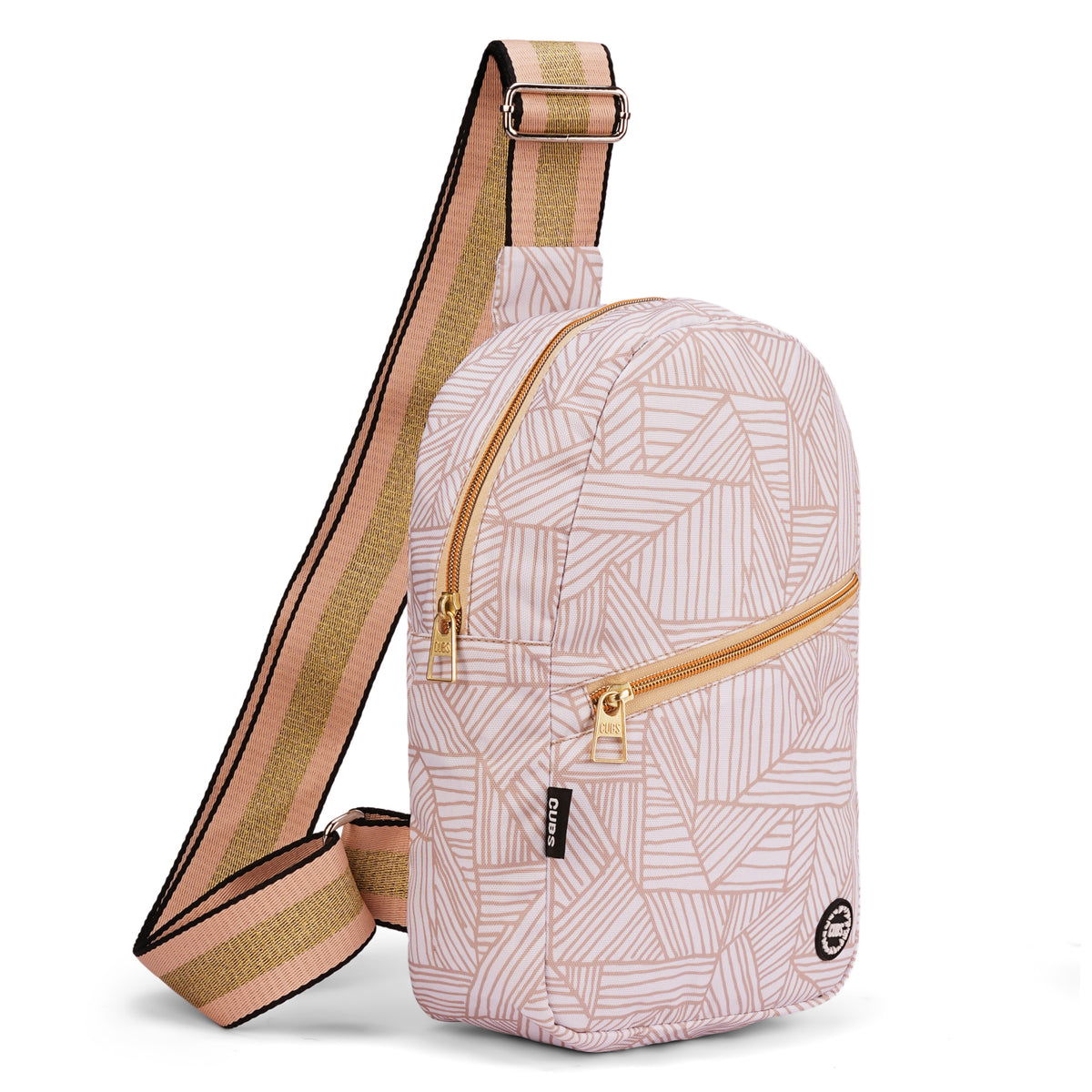Gloden Lines Sling Front Zipper Crossbody Bag