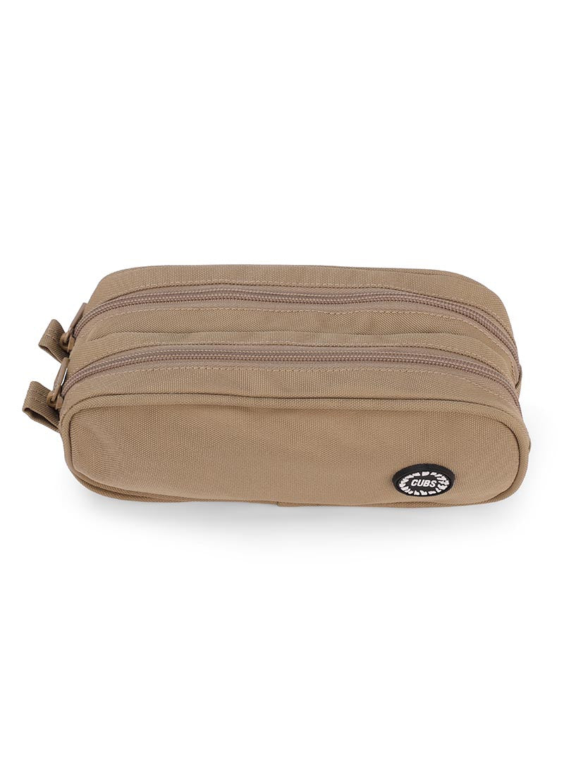 Khaki Double Zipper Pincel case