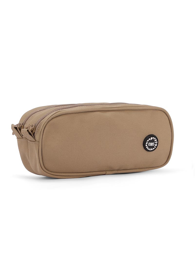 Khaki Double Zipper Pincel case