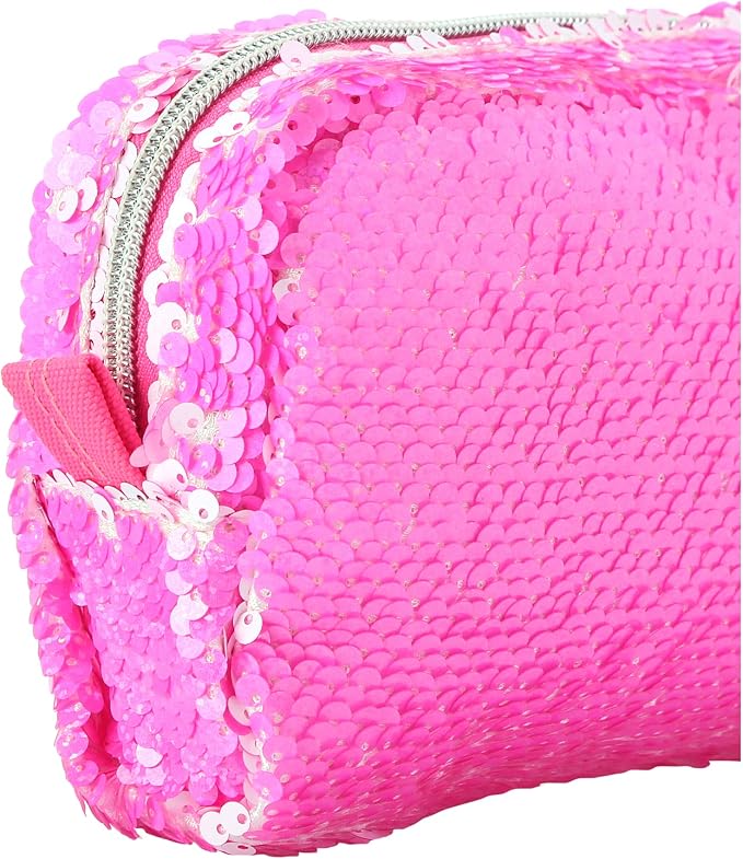 sequin pencil case Hot Pink/White