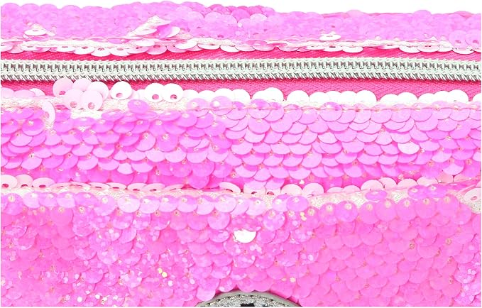 sequin pencil case Hot Pink/White